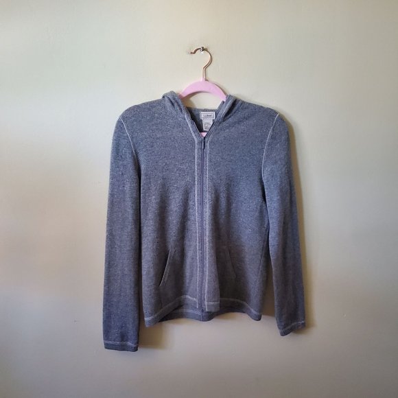 L.L. Bean Sweaters - L.L. Bean Gray Cashmere Full Zip Lightweight Hoodie Size S